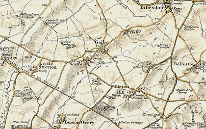 Old map of Gaulby in 1901-1903