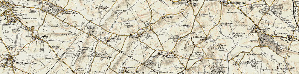 Old map of Gaulby in 1901-1903