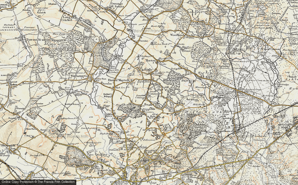 Old Map of Gaunt's Common, 1897-1909 in 1897-1909