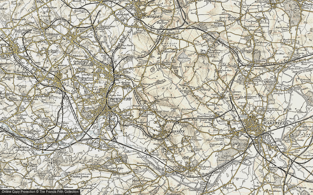 OLD ORDNANCE SURVEY MAP EARLSHEATON 1905 CHICKENLEY GAWTHORPE OSSETT STREET 