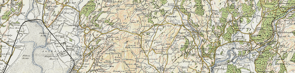 Old map of Whins Beck in 1903-1904