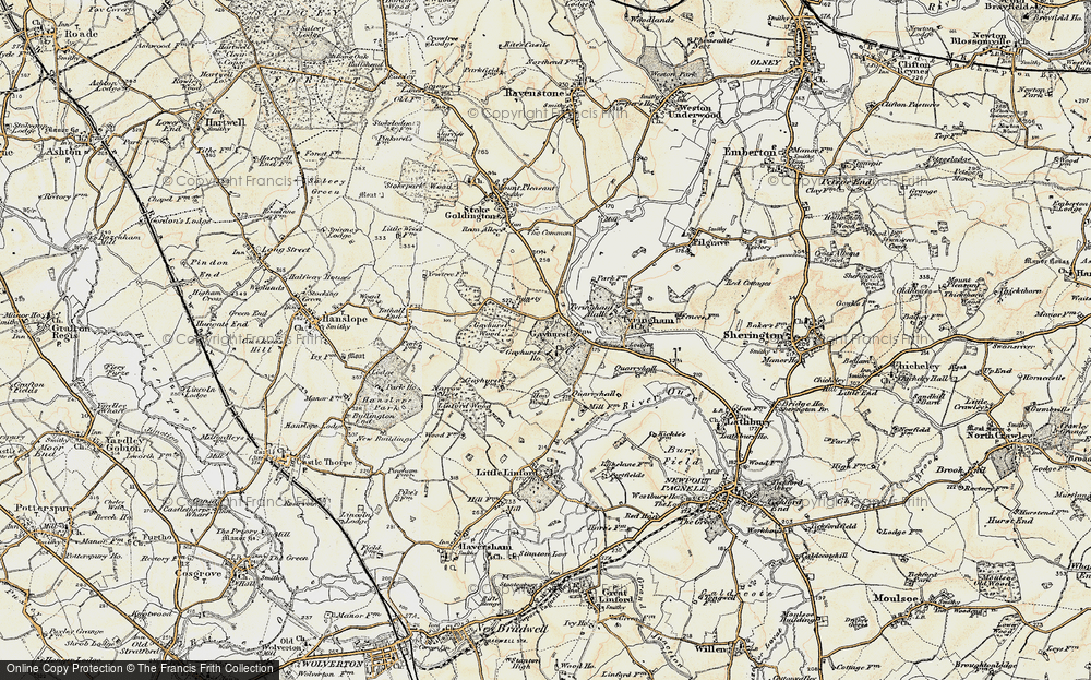Old Map of Gayhurst, 1898-1901 in 1898-1901
