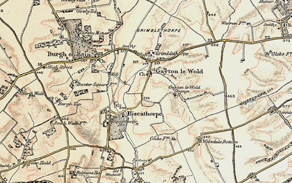 Old map of Lincolnshire Wolds in 1902-1903