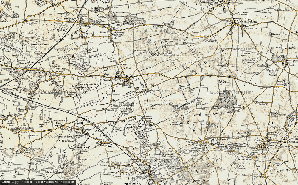 Old Map of Gayton Thorpe, 1901-1902 in 1901-1902