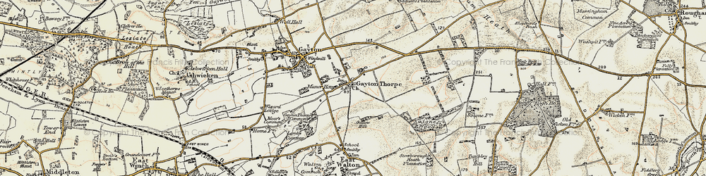 Old map of Gayton Thorpe in 1901-1902