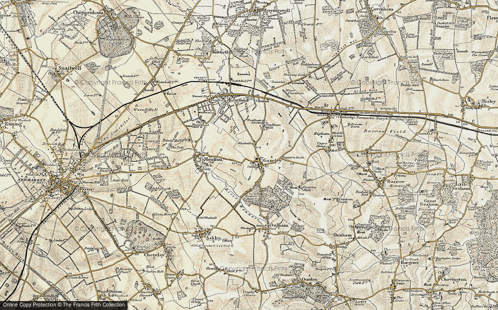 Old Map of Gazeley, 1899-1901 in 1899-1901