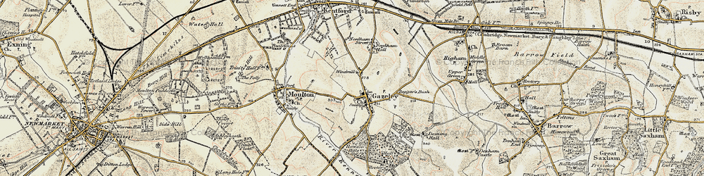 Old map of Gazeley in 1899-1901