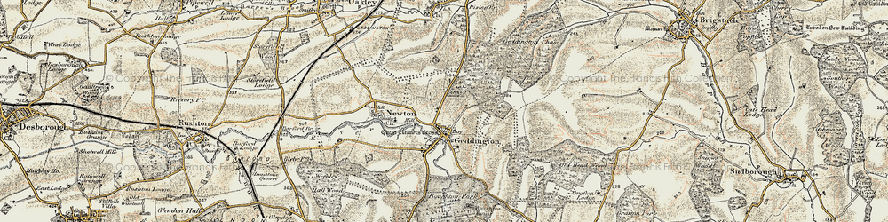 Old map of Geddington in 1901-1902