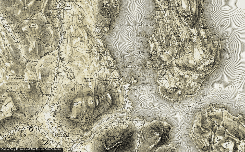 Old Map of Historic Map covering Beinn Bhoidheach in 1908-1909