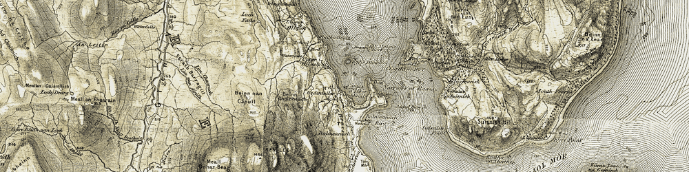 Old map of Beinn Bhoidheach in 1908-1909