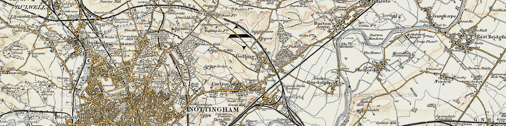 Old map of Gedling in 1902-1903