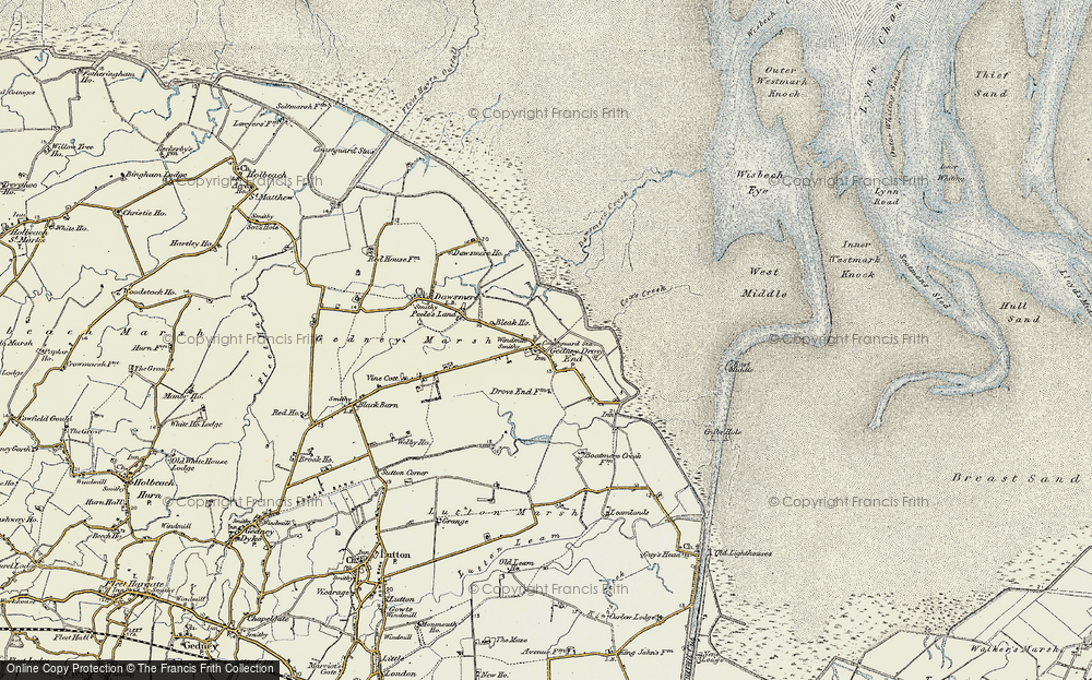 Old Map of Gedney Drove End, 1901-1902 in 1901-1902