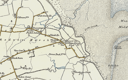Old map of Gedney Drove End in 1901-1902
