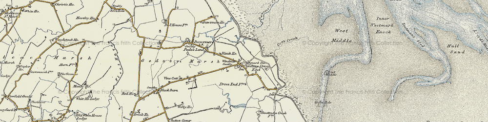 Old map of Gedney Drove End in 1901-1902
