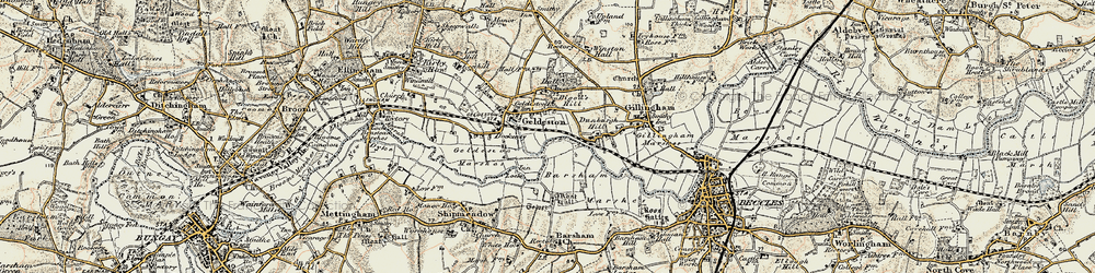 Old map of Geldeston in 1901-1902