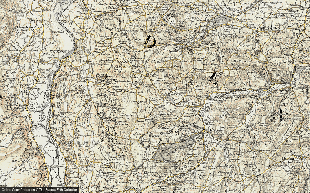 Old Map of Historic Map covering Mwdwl Eithin in 1902-1903