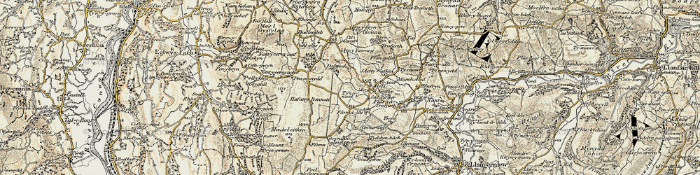 Old map of Bryniau Gleision in 1902-1903
