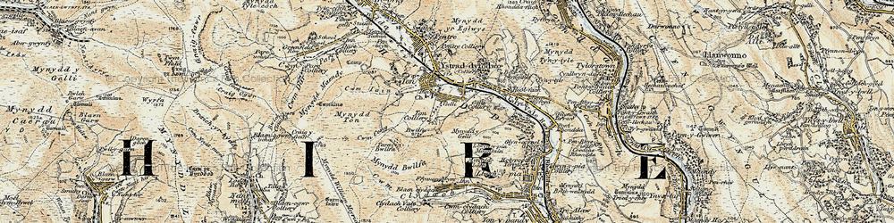 Old map of Gelli in 1899-1900