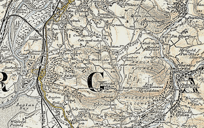 Old map of Gelli-gaer in 1900-1901