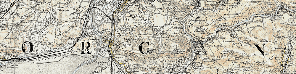 Old map of Gelli-gaer in 1900-1901