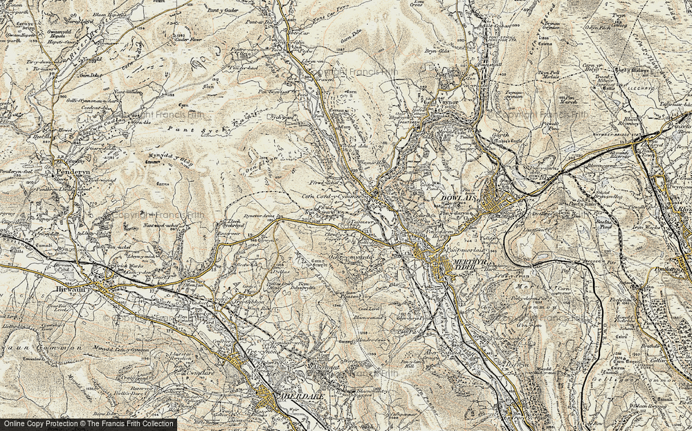Old Map of Historic Map covering Ffrwd-isaf in 1900