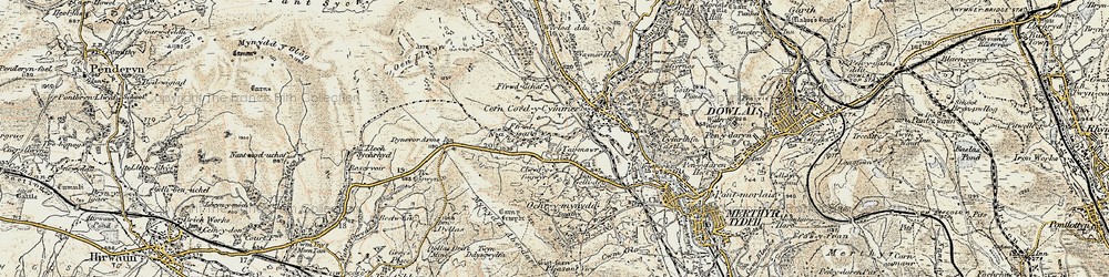 Old map of Gellideg in 1900