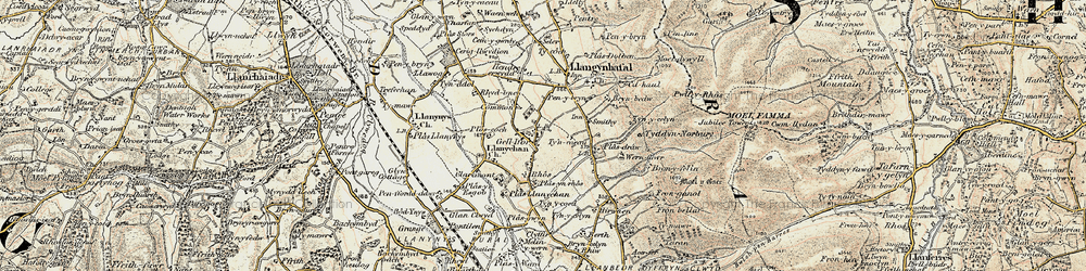 Old map of Gellifor in 1902-1903