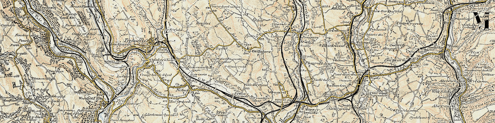 Old map of Gelligaer in 1899-1900