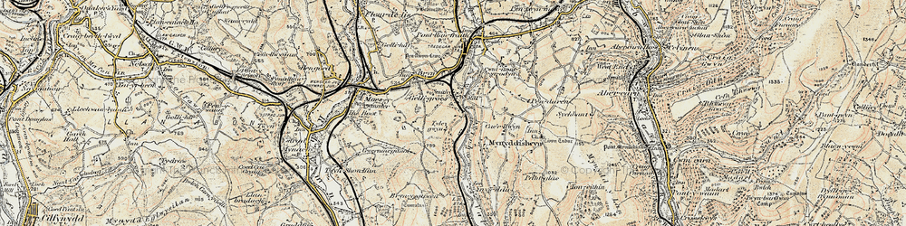 Old map of Gelligroes in 1899-1900
