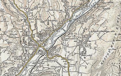 Old map of Gellinudd in 1900-1901
