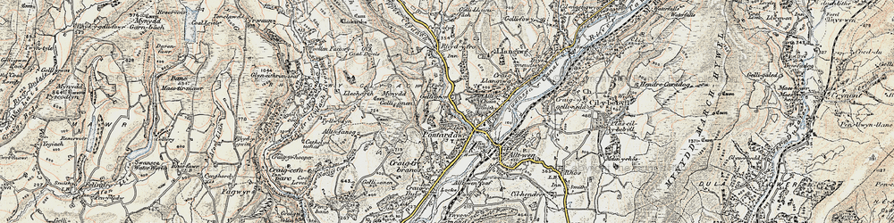 Old map of Gellygron in 1900-1901