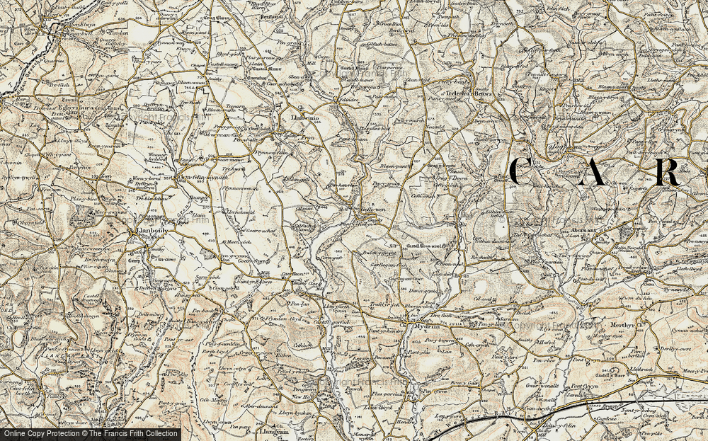 Old Map of Gellywen, 1901 in 1901