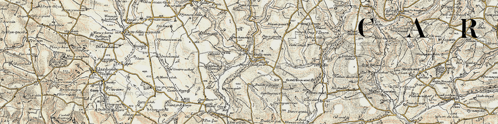 Old map of Gellywen in 1901