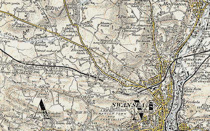Old map of Gendros in 1900-1901