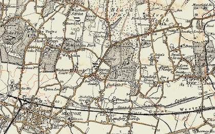 Old map of Langley Park in 1897-1909