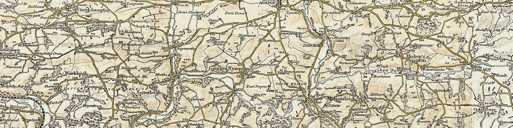 Old map of Yealmacott in 1899-1900