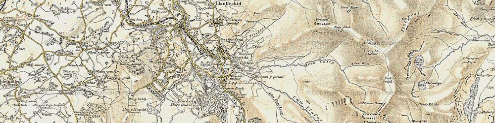 Old map of Afon Caseg in 1903-1910