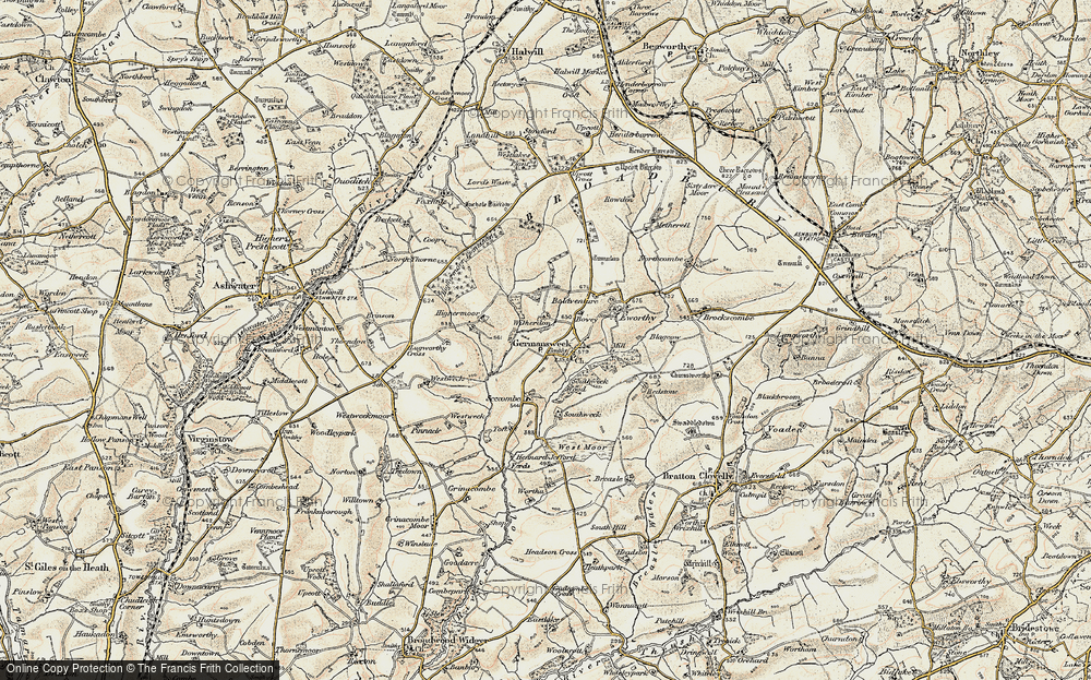 Old Map of Historic Map covering Witherdon Wood in 1900