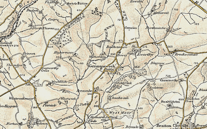 Old map of Germansweek in 1900