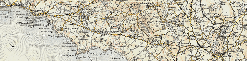 Old map of Germoe in 1900