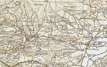 Old map of Afon Trannon in 1902-1903