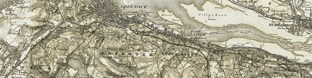 Old map of Gibshill in 1905-1907