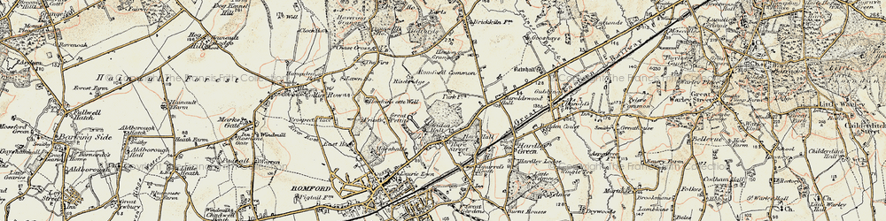 Old map of Gidea Park in 1898