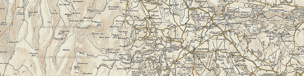 Old map of Gidleigh in 1899-1900