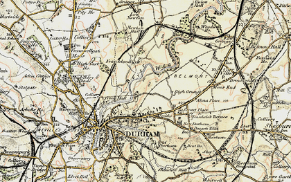 Old map of Gilesgate in 1901-1904