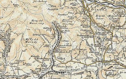 Old map of Mynydd Pen-y-graig in 1899-1900