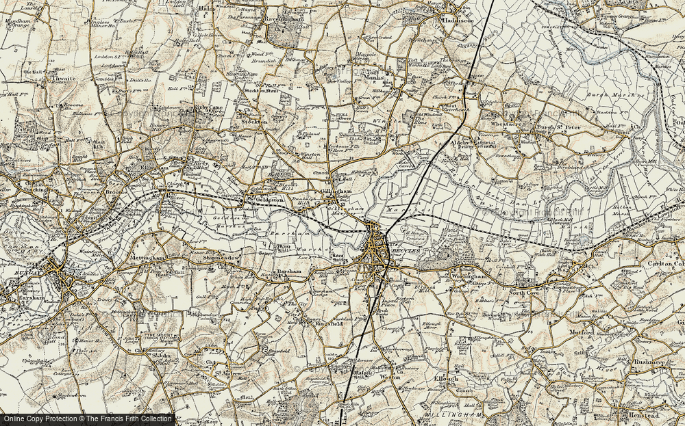 Old Map of Historic Map covering Barsham Marshes in 1901-1902