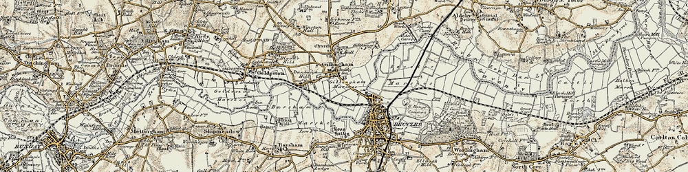 Old map of Gillingham in 1901-1902