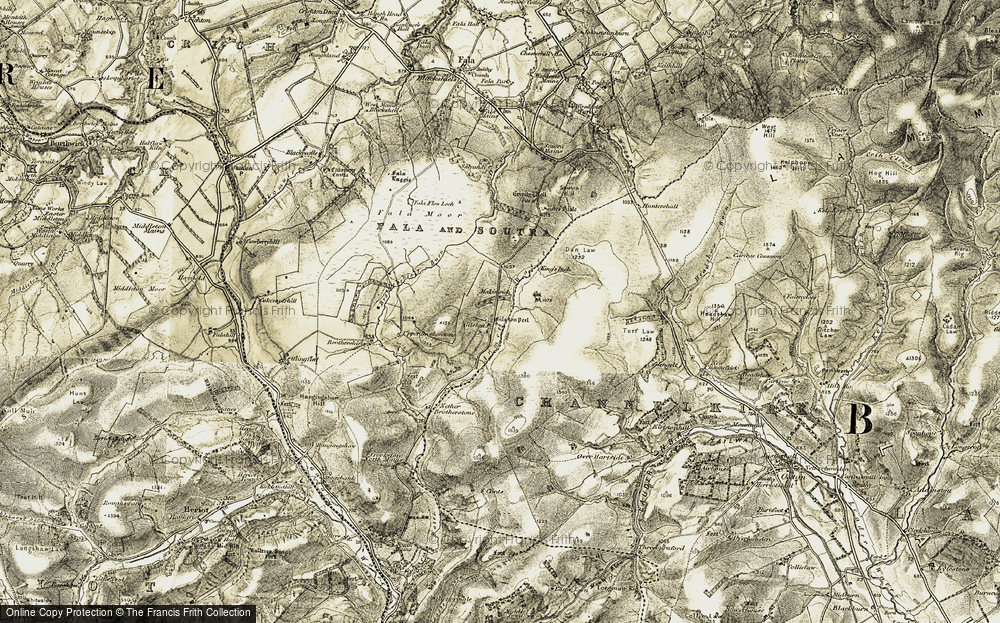 Old Map of Historic Map covering Brothershiels Burn in 1903-1904