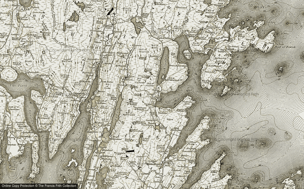 Old Map of Historic Map covering Tirsa Water in 1911-1912